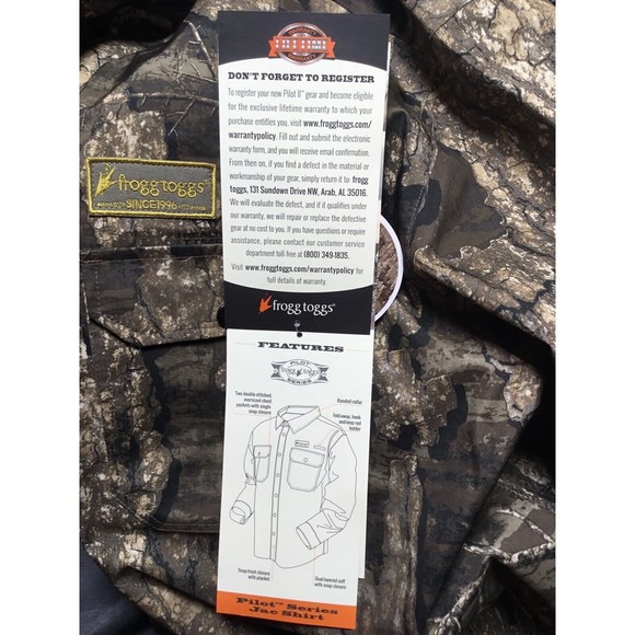 Frogg Toggs Pilot, Real Tree Camo Shirt/Jacket, Water proof, Lifetime Warranty! - Picture 9 of 10